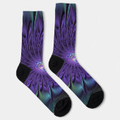 Trendfarbene Moderne Abstrakte Fraktal Blume Socken (Rechts)