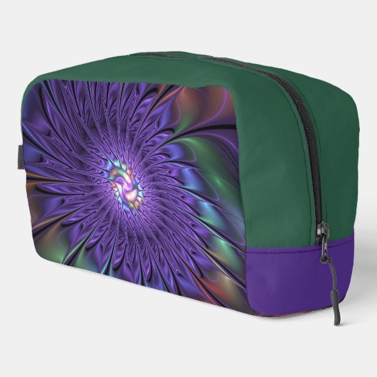 Trendfarbene Moderne Abstrakte Fraktal Blume Waschbeutel (Rechte Ecke)
