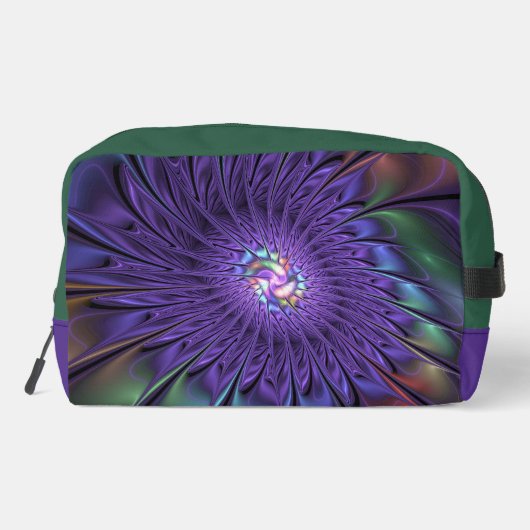 Trendfarbene Moderne Abstrakte Fraktal Blume Waschbeutel (Rückseite)