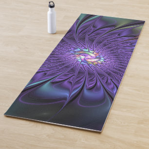 Trendfarbene Moderne Abstrakte Fraktal Blume Yogamatte
