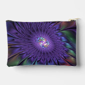 Trendfarbene Moderne Abstrakte Fraktal Blume Zubehörtasche (Rückseite)