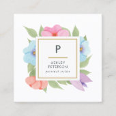 Trendfarbene Niedliche Aquarellfarbe Rosa Blume Mo Quadratische Visitenkarte (Vorderseite)