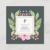 Trendfarbene Niedliche Aquarellfarben Rosa Blume M Quadratische Visitenkarte (Vorderseite)