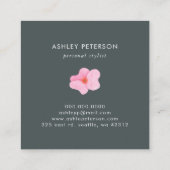 Trendfarbene Niedliche Aquarellfarben Rosa Blume M Quadratische Visitenkarte (Rückseite)