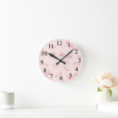Trendfarbene Niedliche Pink Bows Coquette Schlafzi Runde Wanduhr (Zuhause)