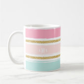 Trendfarbene Pinselstreifen mit Monogramm des Glit Kaffeetasse (Links)