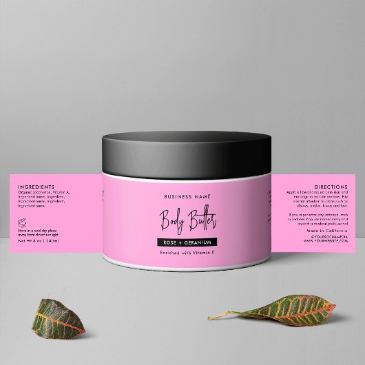 Trendfarbene, rosafarbene Körperlotion Kosmetische Wasserflaschenetikett