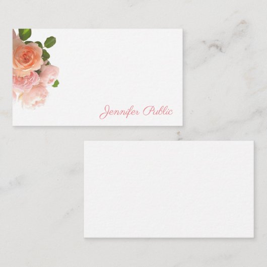 Trendfarbene Rose Pastellfarben Handgeschriebene F Mitteilungskarte (Vorne/Hinten)