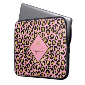 Trendfarbene Schwarz-Rosa- und Goldleoparddrucke | Laptopschutzhülle (Vorderseite Links)