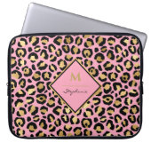 Trendfarbene Schwarz-Rosa- und Goldleoparddrucke | Laptopschutzhülle (Vorderseite)