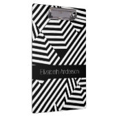 Trendfarbene schwarz-weiße geometrische Streifen m Klemmbrett (Rechts)