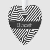 Trendfarbene schwarz-weiße geometrische Streifen m Ornament (Vorderseite)
