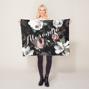 Trendfarbene Vintage Rose Rosa Lila Schwarzes Must Fleecedecke