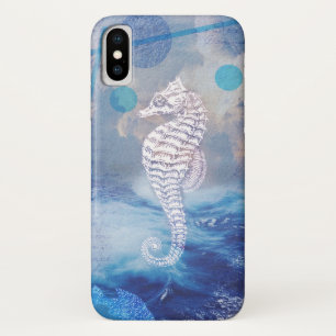 Trendfarbene Vintage Seepferd-Blau-Ozeane Case-Mate iPhone Hülle