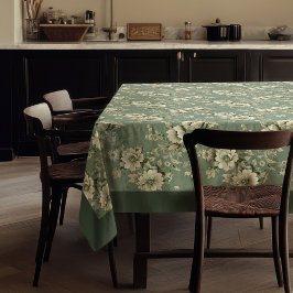 Trendfarbene, Vintage, weiche pastellgrün-weiße Bl Tischdecke