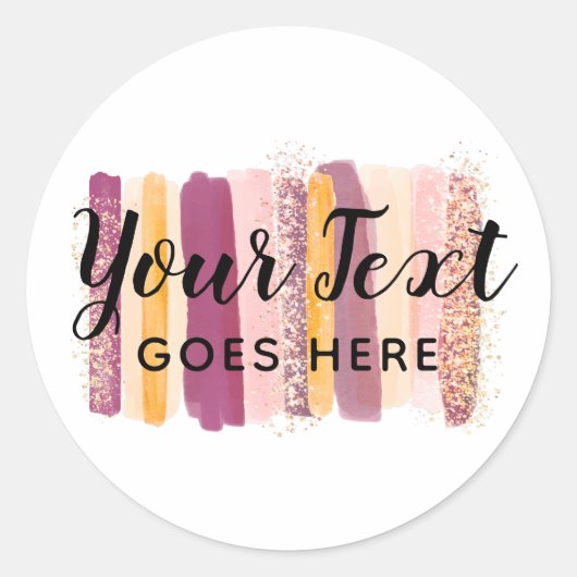 Trendfarbene Wasserfarbenanstriche Pum Lila & Gold Runder Aufkleber (Vorderseite)