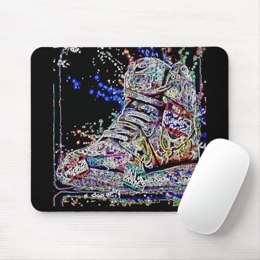 Trendfarbene Wasserfarbengraffiti Sneakers Mousepad (Mit Mouse)