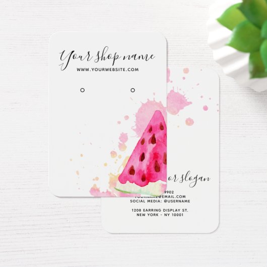 Trendfarbene Wassermelone Ohrring-Grafikkarte (Schreibtisch)