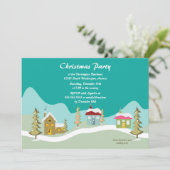Trendfarbene Weihnachtsbäume Party Einladung (Stehend Vorderseite)