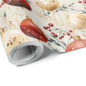 Trendfarbene Weihnachtsblasen und Sterne Geschenkpapier (Rolleneckpunkt)