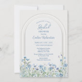 Trendfarbene Wildblumen boho arch sage Einladung (Vorderseite)