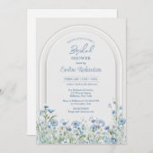 Trendfarbene Wildblumen boho arch sage Einladung (Vorne/Hinten)