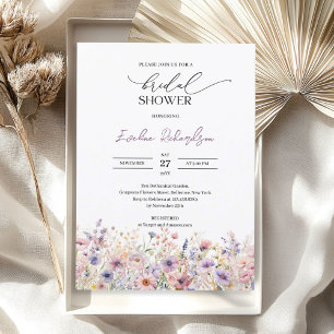 Trendfarbene Wildblumen Brautparty Einladung