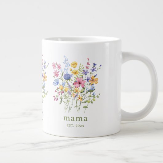 Trendfarbene Wildblumen | Mama Jumbo-Tasse (Rechts)