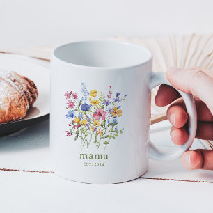 Trendfarbene Wildblumen   Mama Kaffeetasse