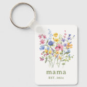 Trendfarbene Wildblumen | Mama mit Foto Schlüsselanhänger (Vorderseite)