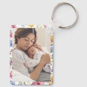 Trendfarbene Wildblumen | Mama mit Foto Schlüsselanhänger (Rückseite)