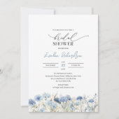 Trendfarbene winterfarbene, staubblaue Wildblumen Einladung (Vorderseite)