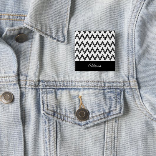 Trendfarbener Bleistift Schwarz-Weiß Zickzack mit  Button (Beispiel)