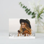 Trendfarbener Foto Abschluss Save the Date Postkarte (Stehend Vorderseite)
