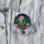 Trendfarbener Niedlicher Weihnachtspapagei Button (Beispiel)