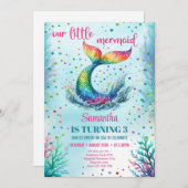 Trendfarbener Regenbogen-Meerjungfrau Schwanz Gebu Einladung (Vorne/Hinten)