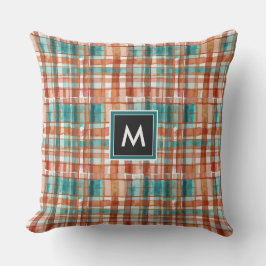 Trendfarbener Regenbogen Tartan Muster Wasserfarbe Kissen