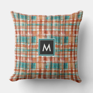 Trendfarbener Regenbogen Tartan Muster Wasserfarbe Kissen