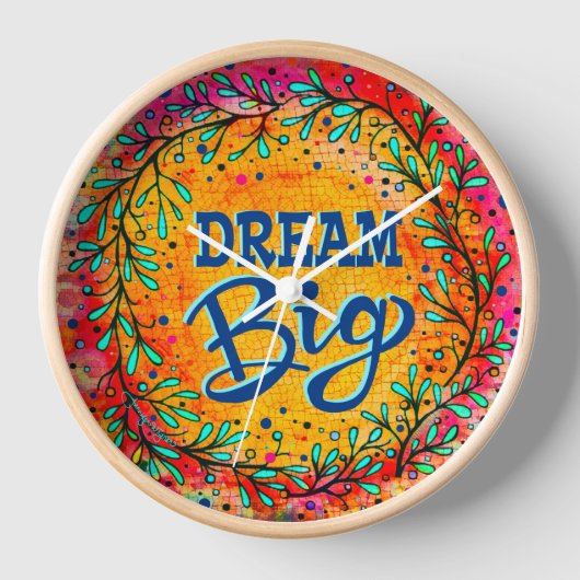 Trendfarbener Traum Große gelbe Inspirivity Clock Uhr (Vorderseite)