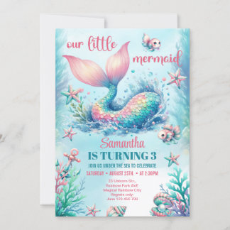 Trendfarbener türkisfarbener Meerjungfrau Schwanz Einladung