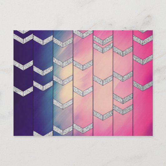 Trendfarbener Wasserfarben Arrow Zig Zag Glitzer Postkarte (Vorderseite)