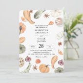 Trendfarbener Wasserfarbenkürbis | Herbstwoben Einladung (Stehend Vorderseite)