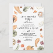 Trendfarbener Wasserfarbenkürbis | Herbstwoben Einladung (Vorderseite)