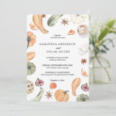 Trendfarbener Wasserfarbenkürbis | Herbstwoben Einladung (Stehend Vorderseite)