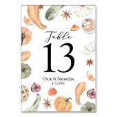 Trendfarbener Wasserfarbenkürbis | Herbstwoben Tischnummer (Rückseite)