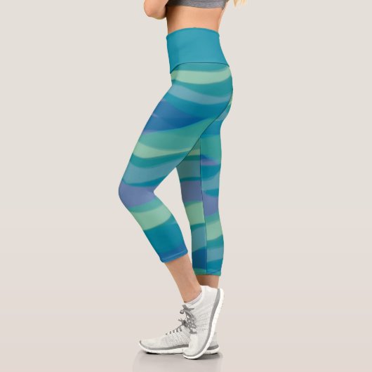 Trendfarbenes Abstraktes Muster Capri Leggings (Links)