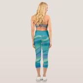 Trendfarbenes Abstraktes Muster Capri Leggings (Rückseite)