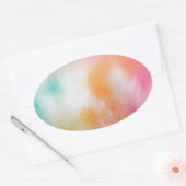 Trendfarbenes Abstraktes Rosa Rosa Gelb Blau Ovaler Aufkleber (Umschlag)