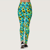 Trendfarbenes, Abstraktes, türkisfarbenes Leoparde Leggings (Rückseite)