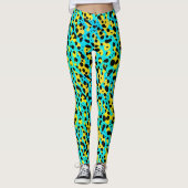 Trendfarbenes, Abstraktes, türkisfarbenes Leoparde Leggings (Vorderseite)